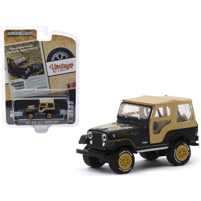 1977 Jeep CJ-5 Golden Eagle Black w/Tan Top & Gold Wheels "Vintage Ad Cars" Series 2 1/64 Diecast Model Car Greenlight