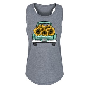 Women's - Instant Message - Sunflower Pickup Truck Graphic Racerback Tank - 1 of 4