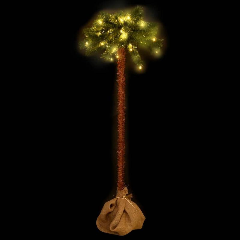 vidaXL Modern 47.2" LED Artificial Palm Tree - Green and Brown Tropical Home Accent Decor with Stable Base, 3 of 9