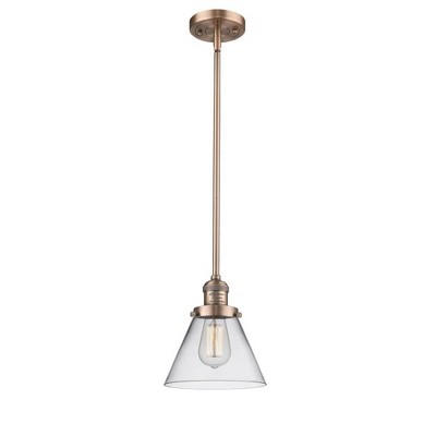 Cone - 1 Light Stem Hung Mini Pendant In Industrial Style-10 Inches Tall and 8 Inches Wide