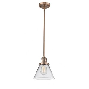 Cone - 1 Light Stem Hung Mini Pendant In Industrial Style-10 Inches Tall and 8 Inches Wide - 1 of 1