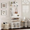72.8" White Hall Tree with Doors, Narrow Coat Rack and Shoe Storage Organizer with 7 Hooks for Entryway, Bedroom and Mudroom - 3 of 4