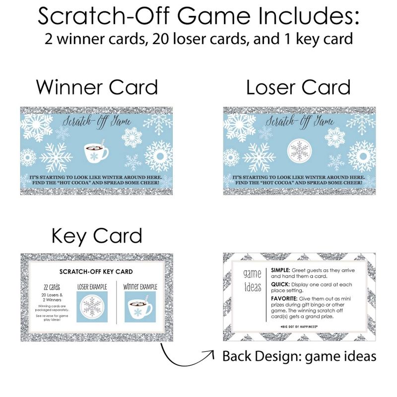 Big Dot of Happiness Winter Wonderland - Snowflake Holiday Party and Winter Wedding Game Scratch Off Cards - 22 Count, 5 of 7