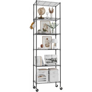 HOMDOX 6-Tier Wire Shelving 11.42"D x 21.26"W x 72.05"H Adjustable Metal Storage with Wheels & Hooks for Kitchen Bathroom Laundry - 1 of 4