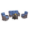 4 Piece Patio Furniture Set with Fire Pit Table, 2 x Swivel Rocker Chair, 1 x 3-Seat Sofa, 5 Seats Outdoor Conversation Set for Lawn Garden Backyard - 2 of 4