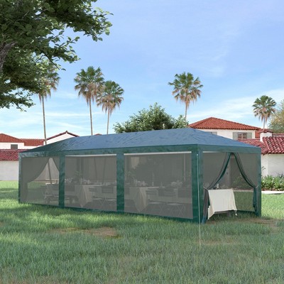 Party Tent Canopy, Outdoor Event Shelter Gazebo with 8 Removable Mesh Sidewalls, Zipper Doors, Steel Frame, for Weddings, Event, Backyard