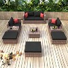 Whisen 5-Piece PE Wicker Patio Conversation Sofa Set with Cushion - 3 of 4