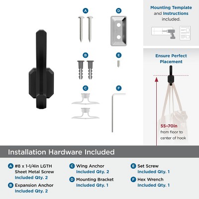 Matte Black Double Prong Decorative Wall Hook