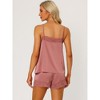 Allegra K Women's Satin Solid Lace Trim Cami Tops with Shorts Lounge Sleepwear Pajama Set - 3 of 4