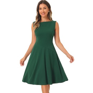 Allegra K Women's Boat Neck Casual Office Sleeveless Sheath Midi Dress - 1 of 4
