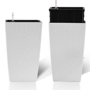 Maliang 22.6 inch White Plastic Large Planter for Home and Garden, 2 Pack - 1 of 4