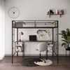 ALEXOUN Twin Size Metal Loft Bed with Desk and Storage,with Shelves and 2 Side Ladders for Girls Boys,Teens, Adults, for Bedroom Apartments,Black - 4 of 4
