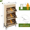 3 Flip Drawers Shoe Storage Cabinet with 1 Drawer, Rattan Shoe Organizer Freestanding Narrow Shoe Rack Cabinet with Metal Legs for Entryway - 2 of 4