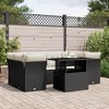 vidaXL Patio Sofa Set with Cushions Outdoor Furniture 7 Piece Poly Rattan - Black and Cream - 2 of 4