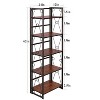 VECELO Folding Bookshelf, 5 Shelf Folding Bookcase, Industrial Metal Freestanding Shelves Rack Organizer for Living Room or Bedroom, Brown - 3 of 4