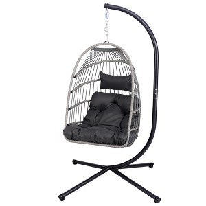 Maliang Outdoor Egg Hanging Chair with Stand, Patio Wicker Swing Egg Chair - 1 of 4