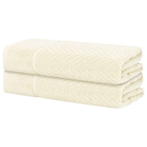 Unique Bargains Cotton Solid Highly Absorbent Bath Towels 2 Pcs - 1 of 4