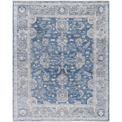 Samarkand Gray and Green 9' x 12' Hand-Knotted Wool Area Rug