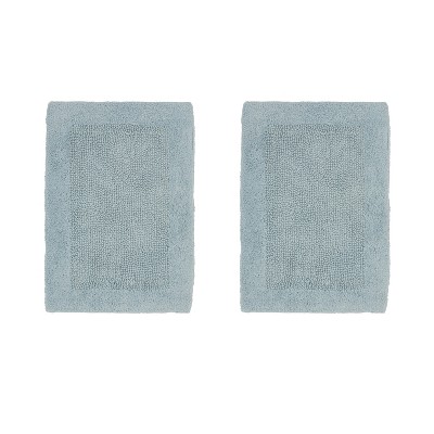 Blue 100% Cotton Reversible Tufted Bathroom Rug Set