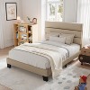 Twin Size, Platform Bed Frame with Fabric Upholstered and Wooden Slats Support, /No Box Spring Needed - 2 of 4