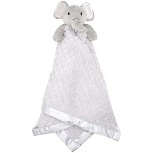 EVERYDAY KIDS Large Lovey Baby Security Blanket Sweet Elephant Stuffed Animal on 30” Gray Snuggle Baby Blanket; Fluffy Fleece with Attached Plush - 1 of 4