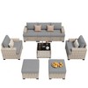 XIZZI All-Weather Rattan Furniture, Sectional Sets w/ Optional Solar Light-Up Coffee Table & Ottoman, Choose 6-9pc Configs in 8 Fade Resistant Colors - 2 of 4