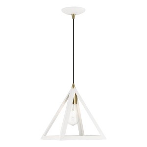 Livex Lighting Pinnacle 1 - Light Pendant in  Textured White/Antique Brass - 1 of 2