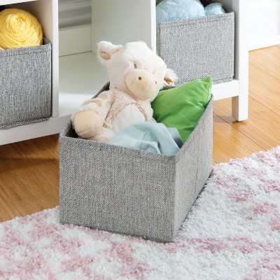 Creamy White Kids' Book and Toy Storage with Fabric Bins