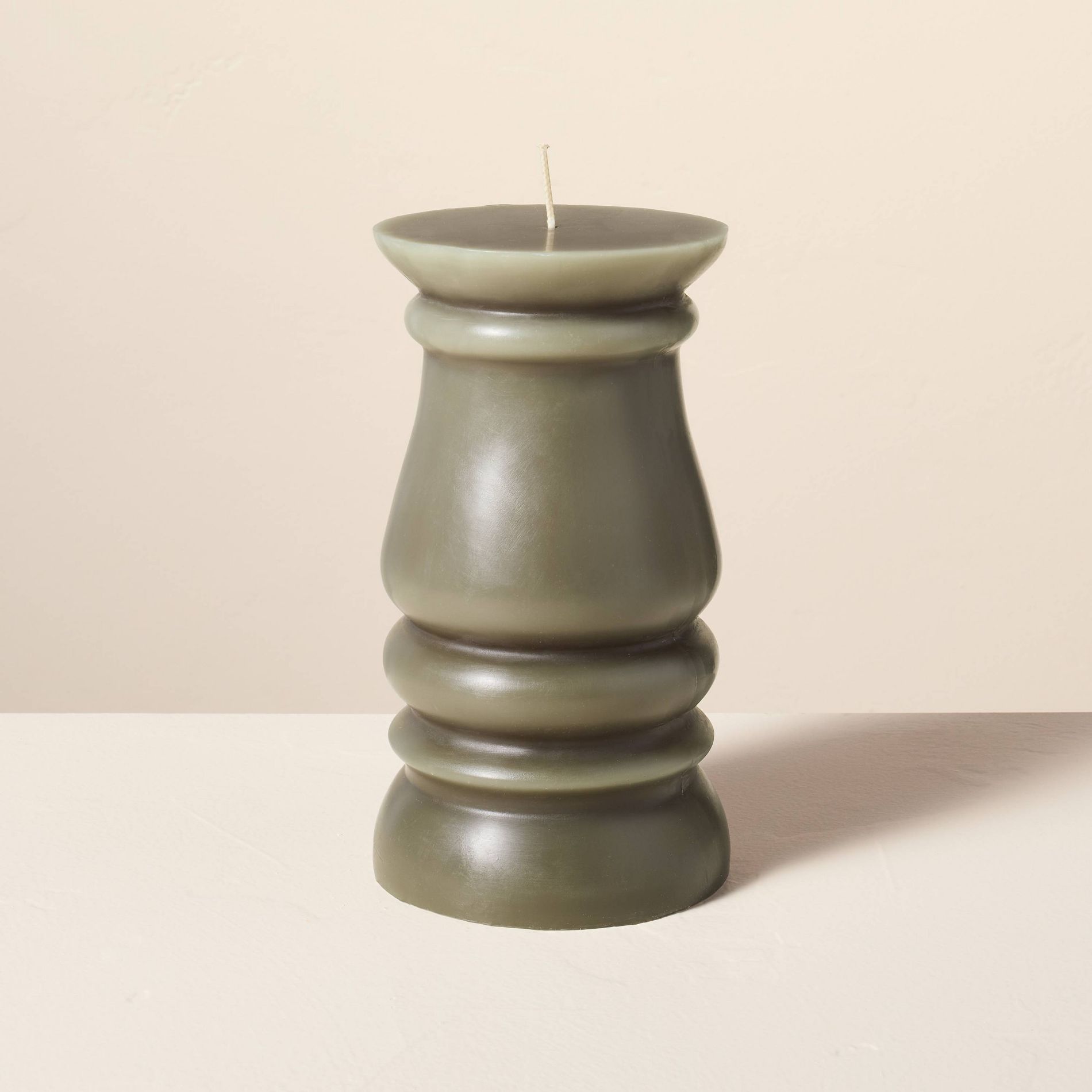 8"x4.5" Spindle Sculpted Candle Green - Hearth & Hand™ with Magnolia