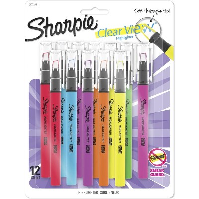 Sharpie Clear View 12pk Highlighters Chisel Tip Multicolored