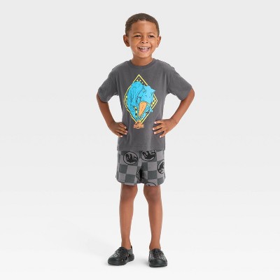 Toddler Boys' 2pc Jurassic Park Dinosaur Short Sleeve T-Shirt and Shorts Set - Gray