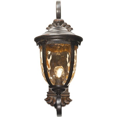 Bellagio Traditional Bronze Outdoor Wall Light with Champagne Hammered Glass