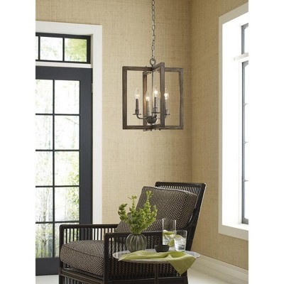 Turnbury 4-Light Galvanized Wood Frame Pendant Chandelier