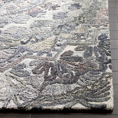 Grey and Multicolor Hand-Tufted Wool Area Rug, 4' x 6'