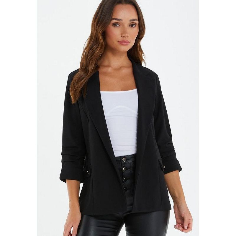 QUIZ Women's Black Blazer with Gold Buttons, 1 of 5