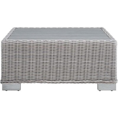 Conway 32" Light Gray Wicker Rattan Outdoor Coffee Table