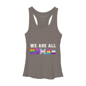 Adult Design By Humans We Are All Human Pride Motto By corndesign Racerback Tank Top - 1 of 2