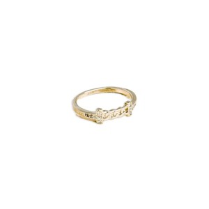Slickblue Metallic Half Chain Fashion Ring, Pave Accent Stones, Gold or Silver Statement Ring, Size 6 - 1 of 4