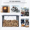 Gulches Outdoor Steel Firewood Rack,Open Wood Shed with Sloped Roof for Firewood,Pellet,or Lumber Storage,Black - 4 of 4