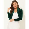 INSPIRE CHIC Women's Long Sleeve Cocktail Party Open Front Cropped Velvet Bolero Shrugs - 3 of 4