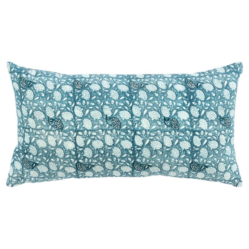 14&#34;x26&#34; Oversized Dandelions Lumbar Throw Pillow Cover Teal Blue - Rizzy Home, 1 of 10