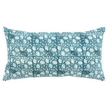 14"x26" Oversized Dandelions Lumbar Throw Pillow Cover Teal Blue - Rizzy Home