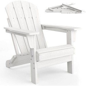 homfan Folding Adirondack Chair, HDPE Outdoor All-Weather Fire Pit Chairs, Outdoor Wooden Lounge Chair, Modern Lounger Adirondack Chairs - 1 of 4