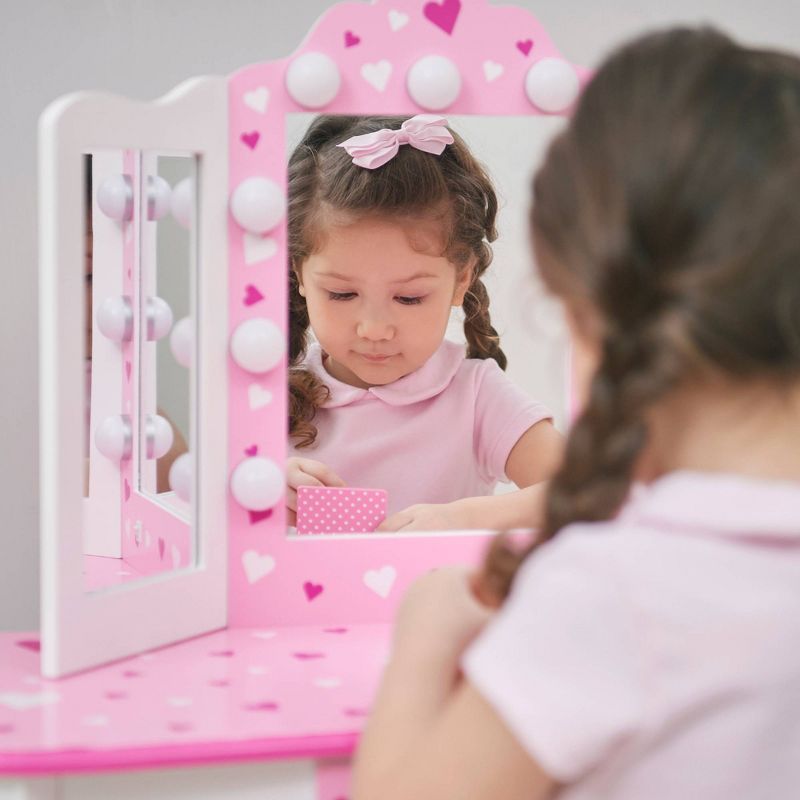 Little Princess Gisele Sweethearts Kids&#39; Vanity with LED Lights White/Pink - Fantasy Fields by Teamson Kids, 3 of 9