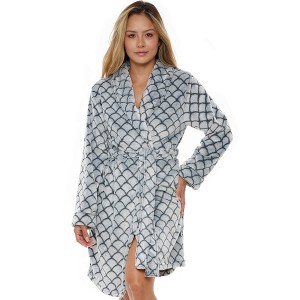 ADR Women's Warm Soft Plush Fleece Bathrobe, Knee Length Robe Short Woman - 1 of 4