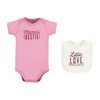 Hudson Baby Infant Girl Cotton Sleep and Play, Bodysuit and Bandana Bib Set, Little Love Flowers - image 3 of 4