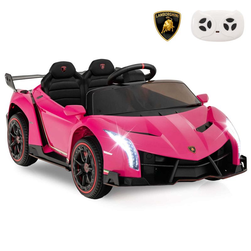 Costway Licensed Lamborghini 4WD Kids Ride-on Sports Car 12V Battery Powered 2.4G Remote Pink/White/Green/Black/Red, 1 of 11