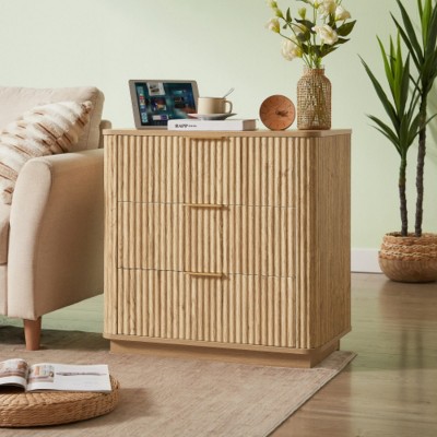 Modern 3-Drawer Dresser with Curved Corners, Small Storage Cabinet Nightstand for Bedroom, Living Room, or Hallway – The Pop Home