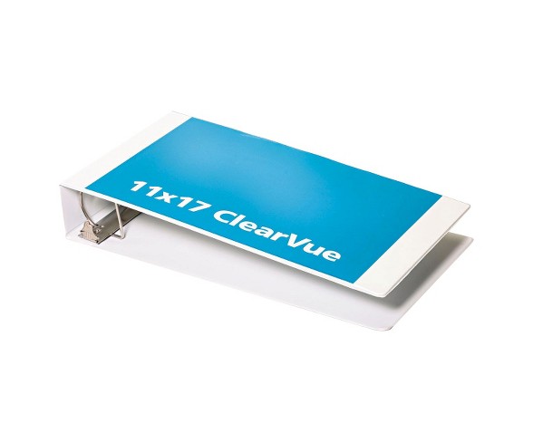 Cardinal&#174; 11 x 17 ClearVue Slant-D Ring Binder, 3" Cap, White