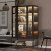 Sapphtopaz Tall Iron Display Cabinet Decorative Storage Cabinet with Glass Door 3-Sided Glass Display Case for Kitchen, Living Room - 4 of 4